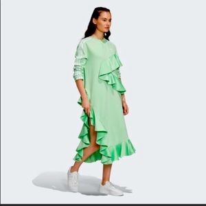 Adidas x J Koo trefoil track ruffle midi dress XS